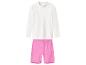 Kinderzwemset: wit shirt met lange mouwen en roze korte broek