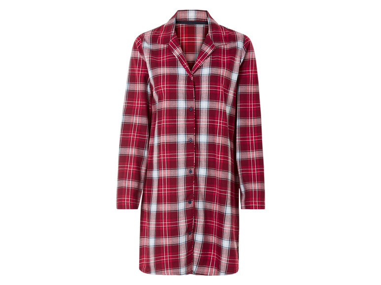 Een rood-wit geruit nachthemd met lange mouwen.