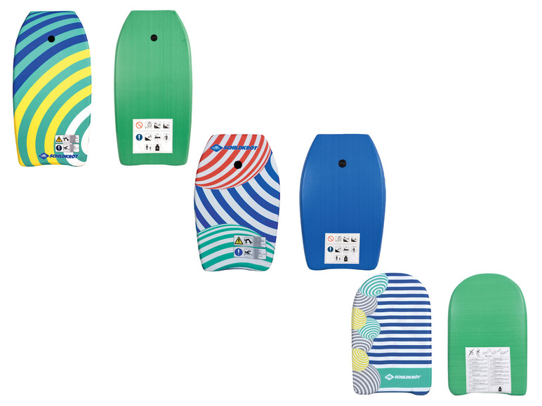 Schildkröt bodyboards met verschillende kleuren en patronen.
