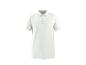 Wit poloshirt met korte mouwen, drie knopen en een kraag.