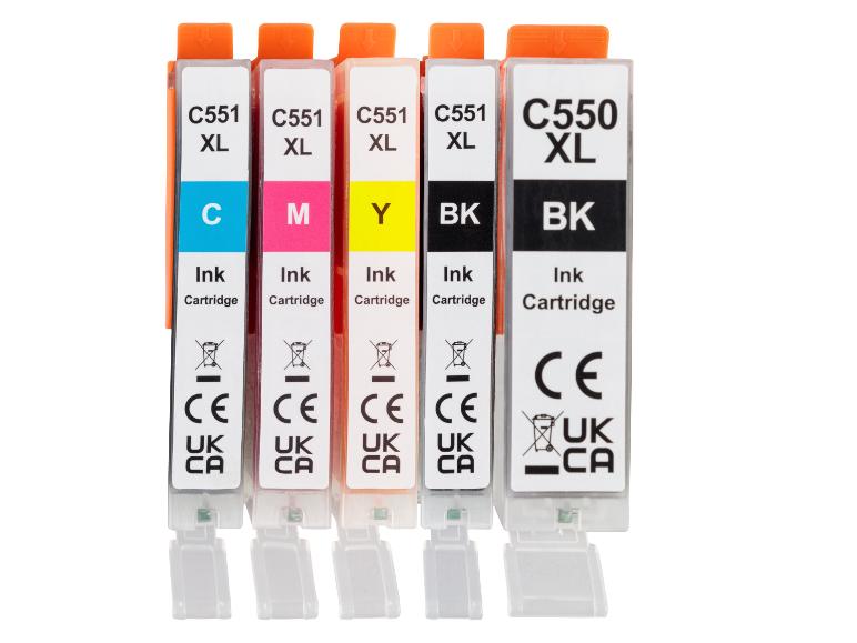 Cartouches d'encre C551XL et C550XL en couleurs cyan, magenta, jaune et noir