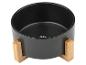 Gamelle noire pour animaux de compagnie avec support en bambou