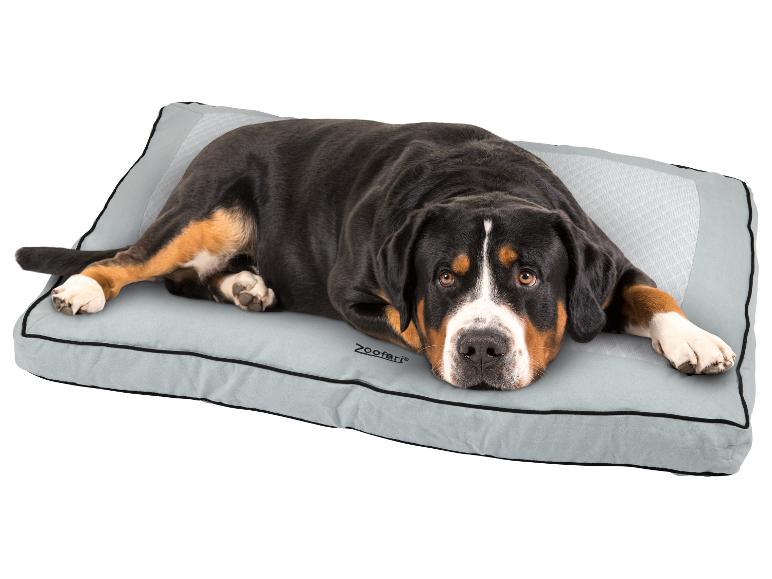 Grote hond liggend op een grijze ZooFari hondenbed.