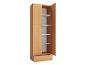 Houten kast met open deuren en lades