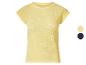 T-shirt jaune à manches courtes avec texture gaufrée.