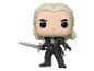 Une figurine Funko Pop de Geralt de Riv avec une épée.