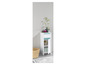 Armoire de salle de bain blanche avec un tiroir, une porte et une étagère ouverte.