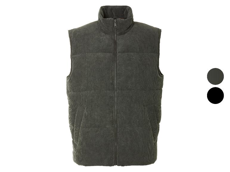 Gilet matelassé en velours côtelé pour homme, gris foncé.