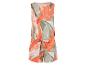 Kort jumpsuit met oranje en beige bloemenprint.