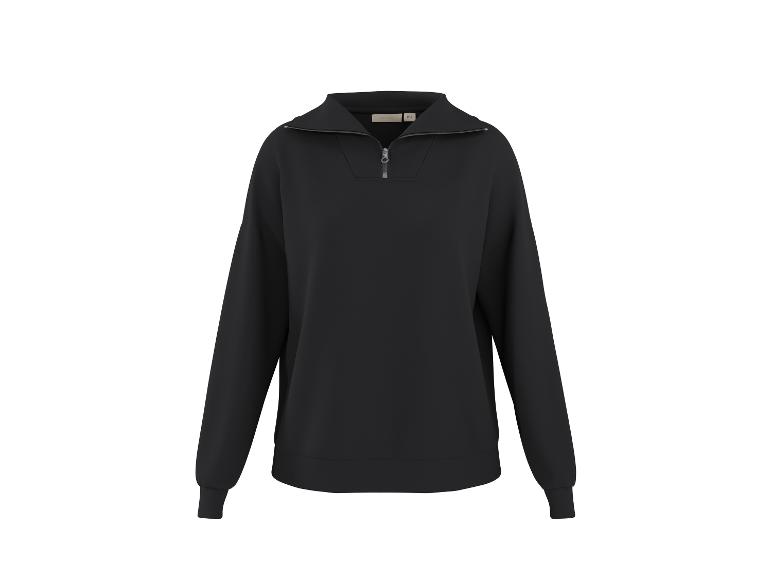 Sweat-shirt noir à manches longues et col montant avec demi-fermeture éclair