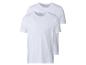 Twee witte t-shirts met korte mouwen.