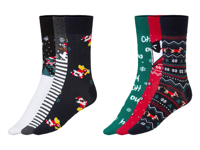 Ga naar volledige schermweergave: LIVERGY® Set van 3 paar kerstkousen van een katoenmix - afbeelding 1