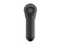 Zwarte handheld barcodescanner op witte achtergrond.