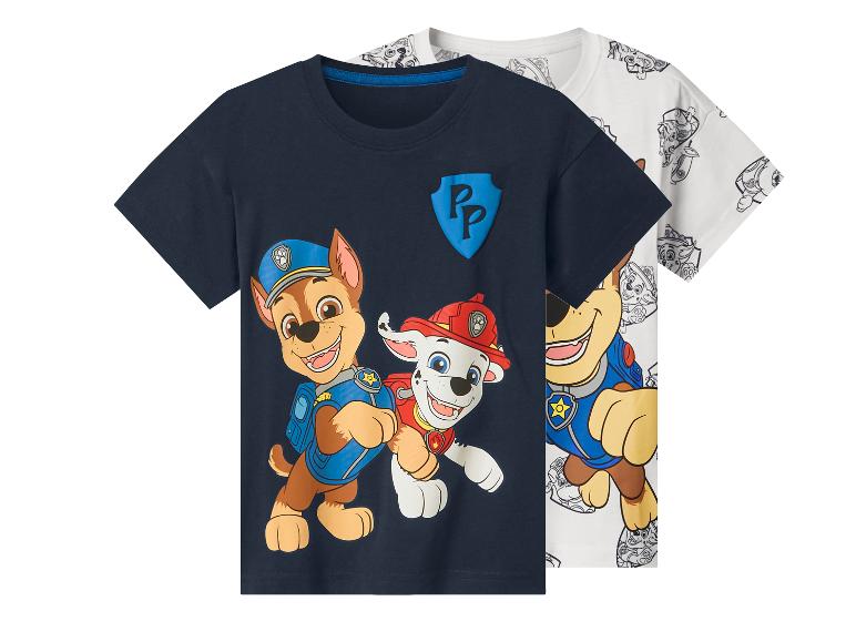 2-pack Paw Patrol kindershirts, één marineblauw met Chase en Marshall, één wit met print