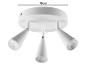 Plafonnier blanc avec trois spots orientables, 18 cm de large.