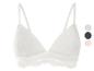 Witte kanten bralette met een kleurenpalet ernaast.