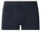 Donkerblauwe herenboxershort met een grijs gestreepte tailleband.