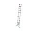 Een uitgeschoven telescopische ladder met rode en groene veiligheidsindicatoren.
