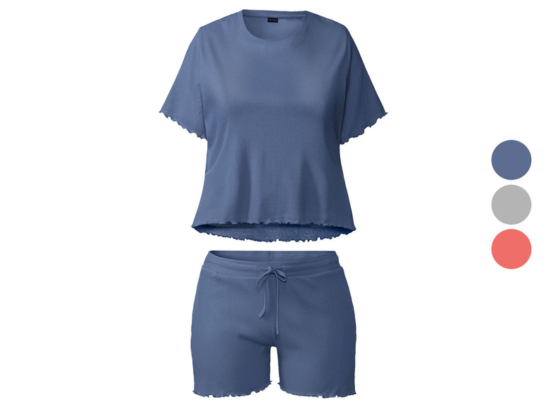 Ga naar volledige schermweergave: esmara® Geribbelde zomerpyjama van een katoenmix - afbeelding 1