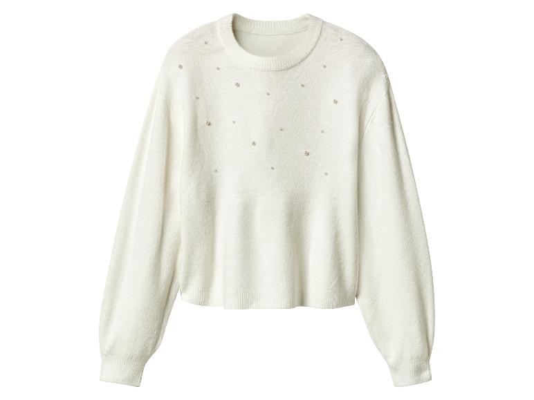 Pull blanc avec perles