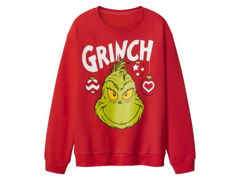 Rood sweatshirt met Grinch-print en kerstversieringen