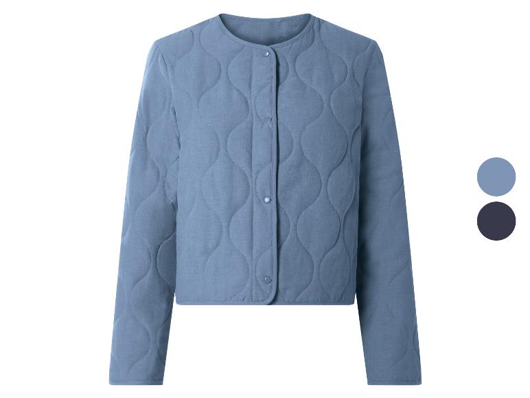 Veste matelassée à col rond de couleur bleue
