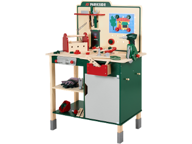 LUPILU® Établi en bois, avec accessoires