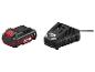 Batterie et chargeur pour outils sans fil, noirs avec des accents rouges.