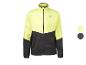 Veste de sport bicolore jaune citron et noire avec une fermeture éclair frontale.