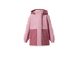 Veste softshell pour enfant avec capuche en rose clair et rose foncé.