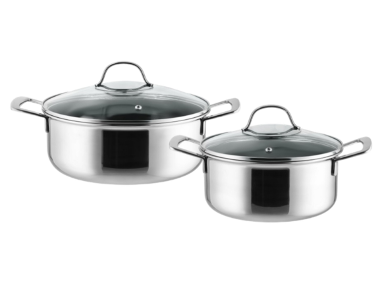SILVERCREST® Set de 2 casseroles en acier inoxydable avec structure en nid d’abeille – Ø 20 cm et Ø 24 cm