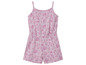 Een roze romper met schelpenprint voor meisjes.