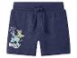 Short enfant bleu marine avec imprimé chien de dessin animé et texte.