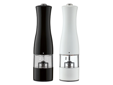 SILVERCREST® Moulins à sel et à poivre électriques, 2 pièces, blanc & noir