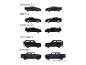 Een collectie zwarte speelgoedauto's waaronder Lamborghini, Toyota, Bugatti, Land Rover en GMC Hummer modellen.