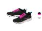Zwarte sportschoenen met fuchsia roze veters en blauwe details