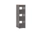 Hoge, smalle grijze plank met licht houten blad en open vakken