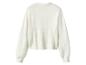 Pull en maille blanc à manches longues et col rond, vue de dos
