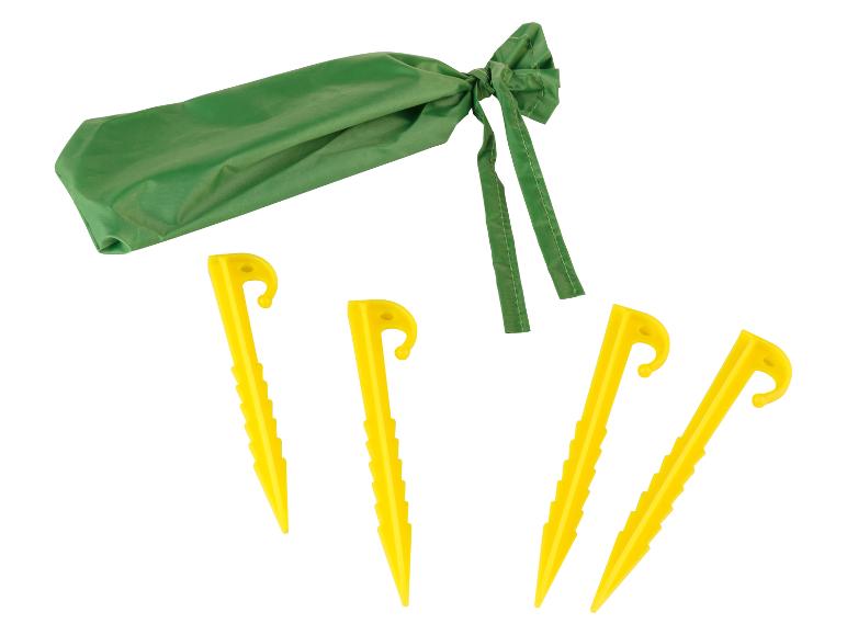 Gele haringen en groene opbergtas.