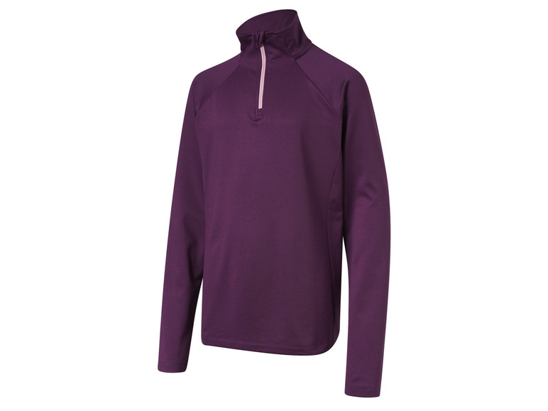 Un sweat à manches longues violet avec une fermeture éclair mi-longue
