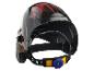 Casque de soudage noir avec flammes rouges et sangle de tête réglable
