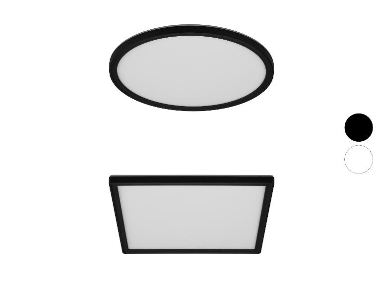 Plafonnier LED rond et carré noir.