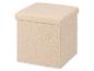 Pouf de rangement bouclé couleur crème avec couvercle amovible
