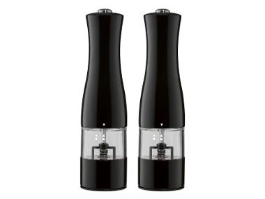 SILVERCREST® Moulins à sel et à poivre électriques, 2 pièces, noir