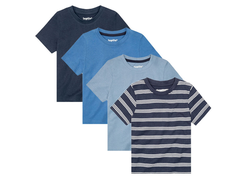 Aller en mode plein écran lupilu® T-shirts pour garçon, 4 pièces, en jersey simple doux - Photo 3