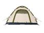 Tente de camping beige et vert olive.