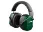 Casque de protection auditive vert et noir avec bandeau rembourré
