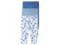 Drie leggings voor kinderen: twee effen blauwe en één met schelpjesprint.