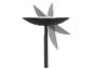 Lampadaire noir avec abat-jour en forme de bol et pales de ventilateur grises