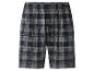 Zwarte en grijze geruite shorts met elastische tailleband.